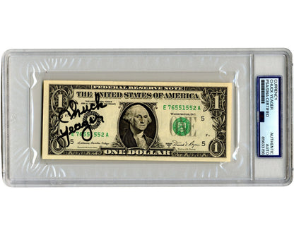 General Chuck Yeager Signed Currency $1 Dollar Bill PSA Bold Auto