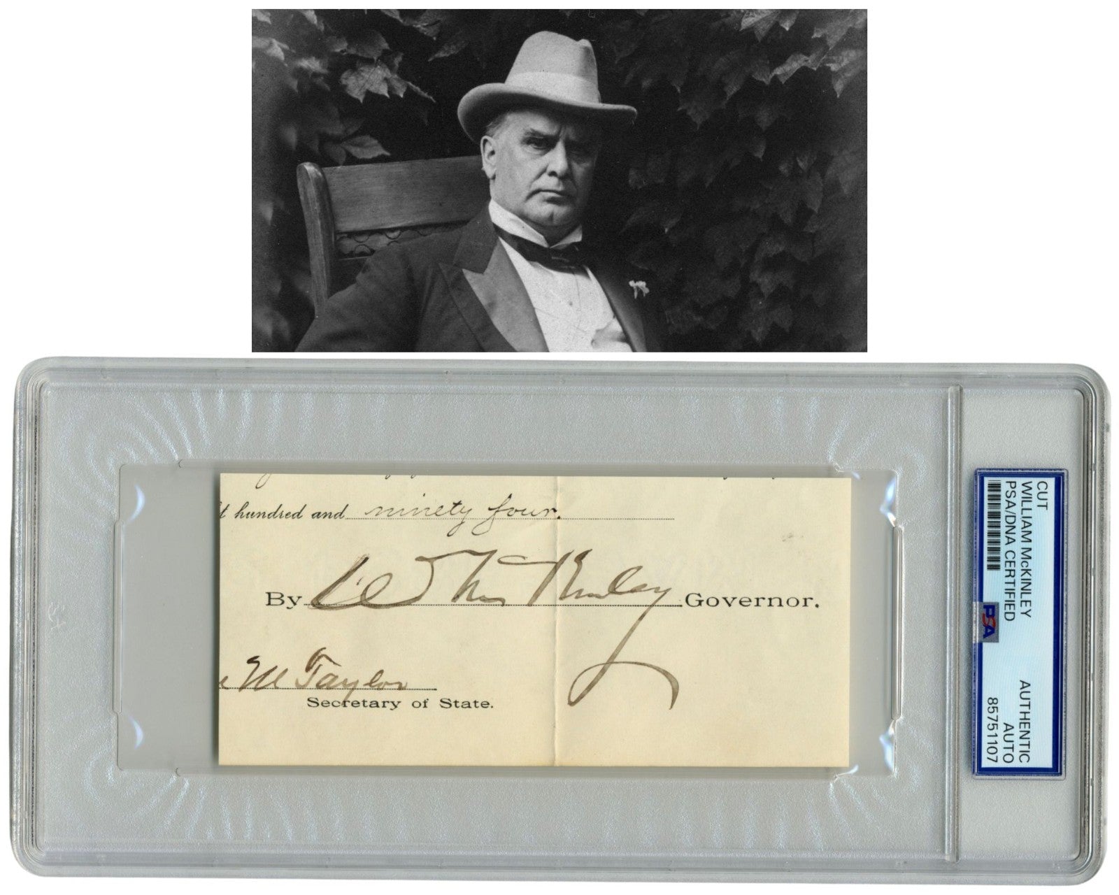 President William McKinley Signed Cut Document PSA Auto