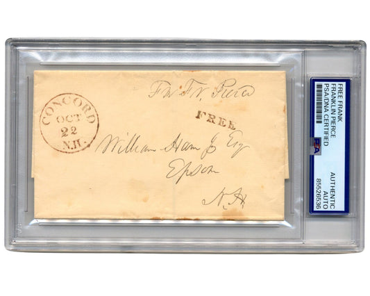 President Franklin Pierce Signed Free Frank PSA Auto - Rare Pres. Signature!
