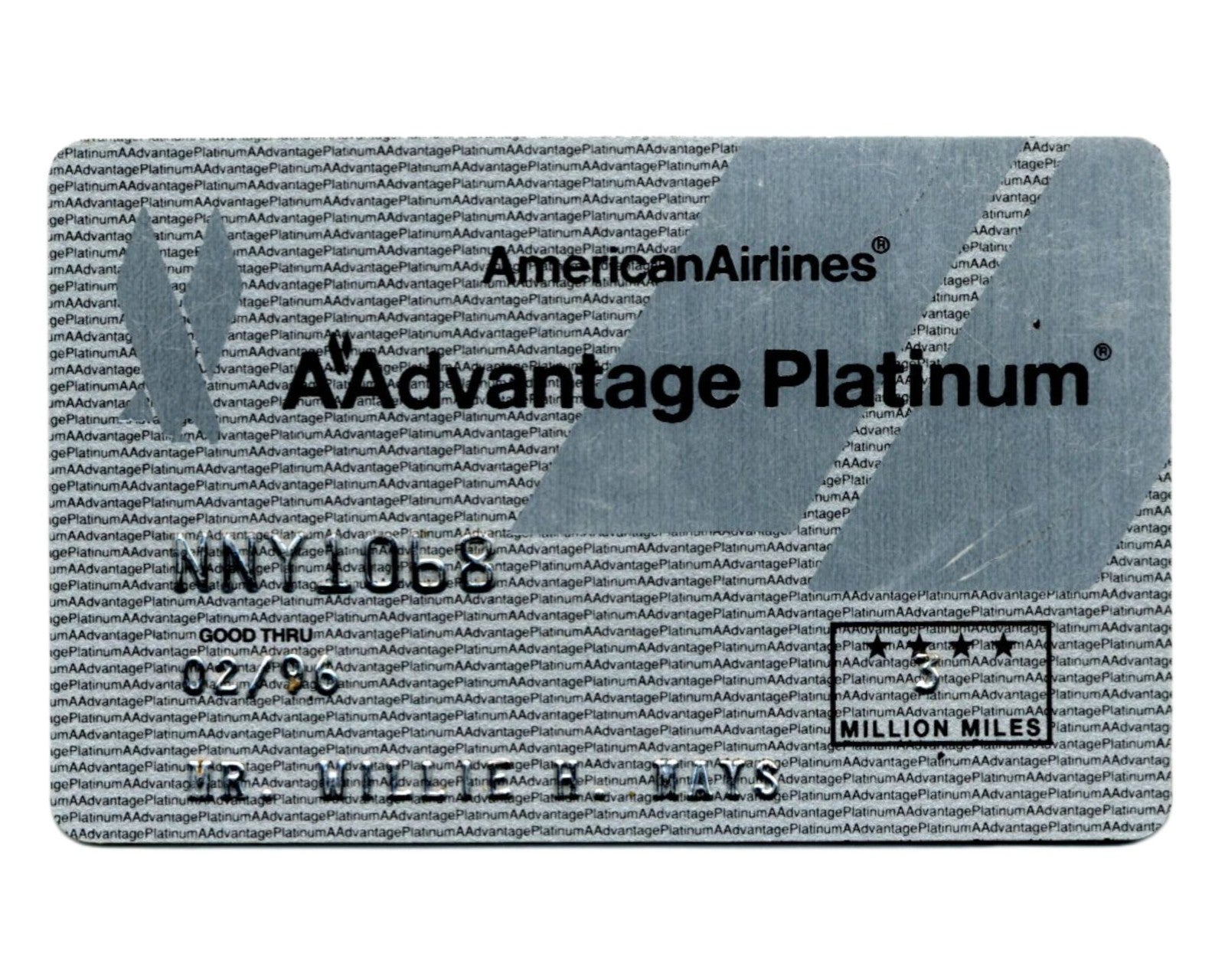 Willie Mays Personally Owned AA Credit Card Ex. Mays Estate / Hunt Auctions