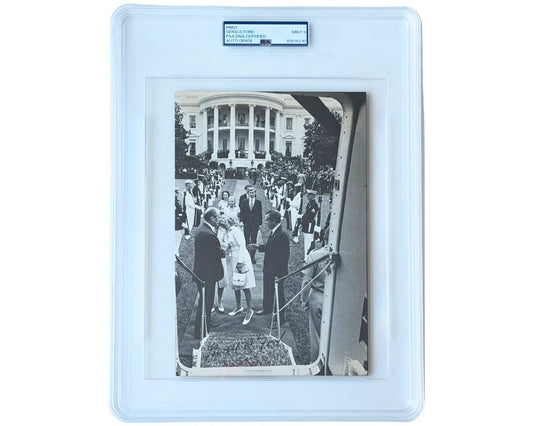 Iconic President Gerald Ford Signed Nixon White House Departure Photo PSA Mint 9