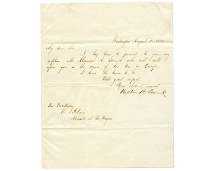 Lincoln's Sec. of State WILLIAM H. SEWARD 2x Signed Introduction Letter BAS