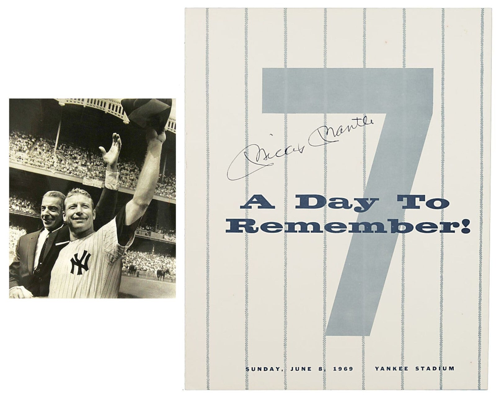 1969 Mickey Mantle Day Signed Program "A Day to Remember" – JSA LOA
