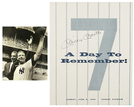 1969 Mickey Mantle Day Signed Program "A Day to Remember" – JSA LOA