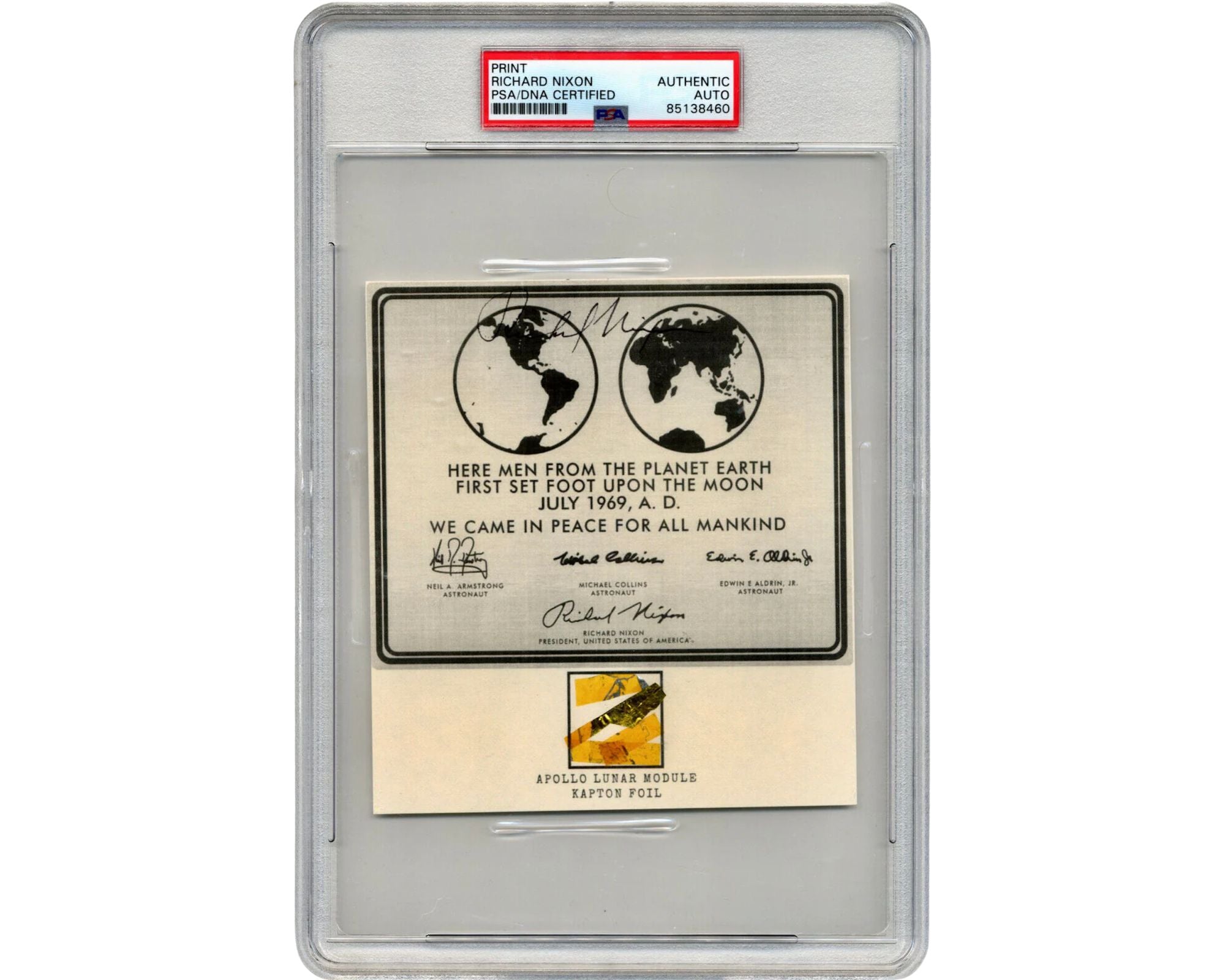 Nixon Signed Kapton Foil Display